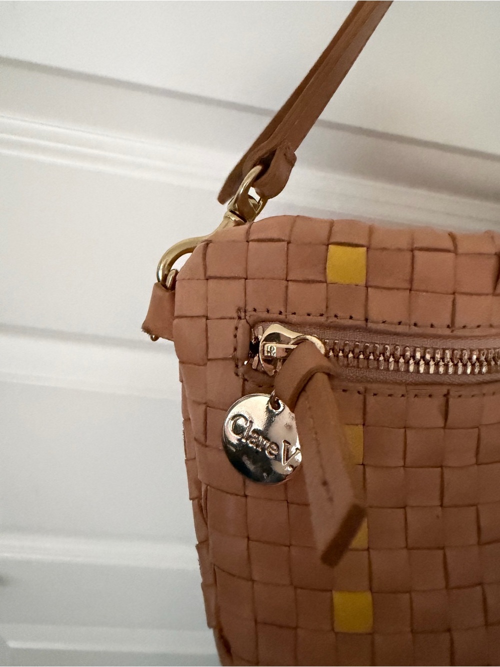 Clare V. Grande Fanny- bisque woven checker - Picture 14 of 15